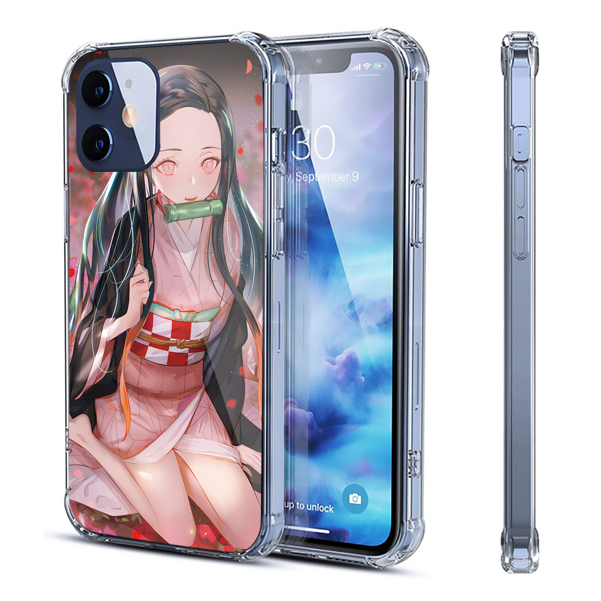 （画像用） 鬼滅の刃（きめつのやいば）竈門 禰󠄀豆子／かまど ねずこ Kamado Nezuko 【iPhone 12シリーズ対応】透明スマホケース（クリアソフトケース）